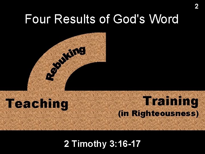 2 Four Results of God's Word Teaching Training (in Righteousness) 2 Timothy 3: 16