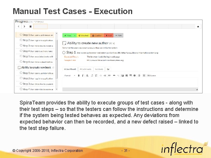 Manual Test Cases - Execution Spira. Team provides the ability to execute groups of
