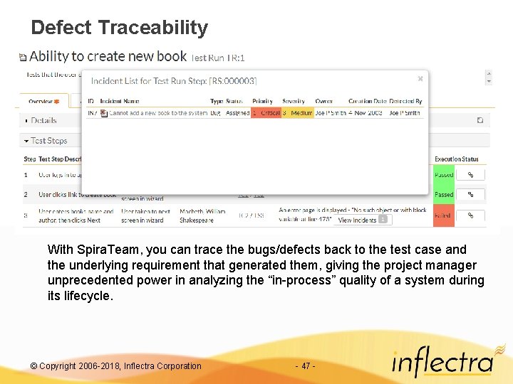 Defect Traceability With Spira. Team, you can trace the bugs/defects back to the test