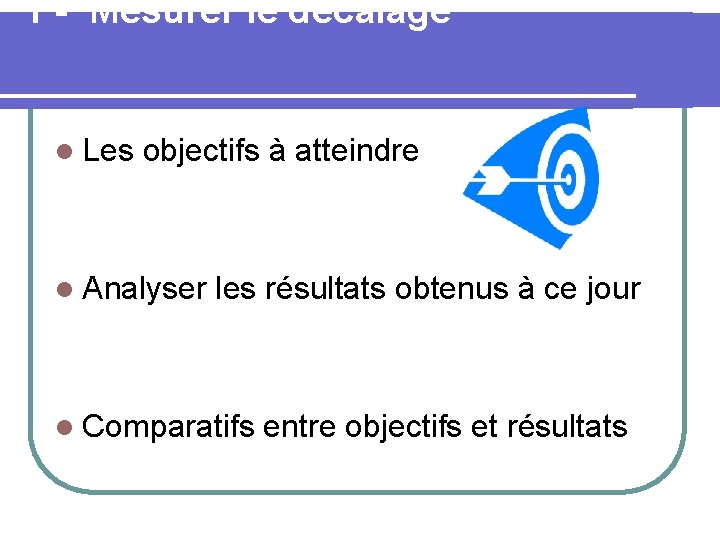 1 - Mesurer le décalage l Les objectifs à atteindre l Analyser les résultats