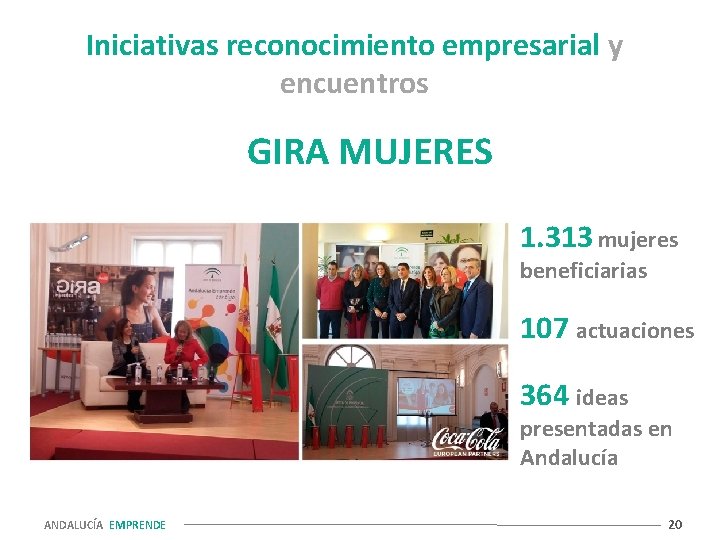 Iniciativas reconocimiento empresarial y encuentros GIRA MUJERES 1. 313 mujeres beneficiarias 107 actuaciones 364