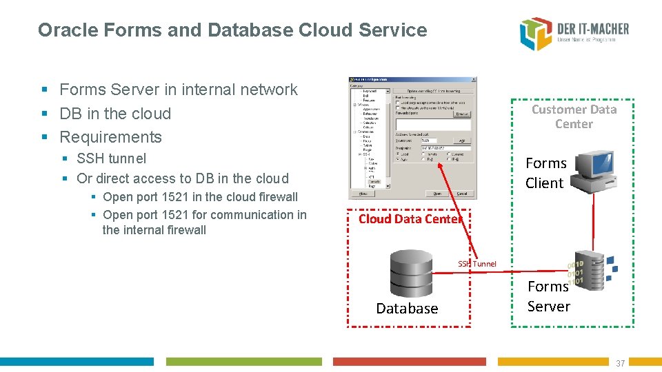 Oracle Forms and Database Cloud Service § Forms Server in internal network § DB
