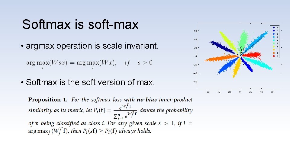 Softmax is soft-max • argmax operation is scale invariant. • Softmax is the soft