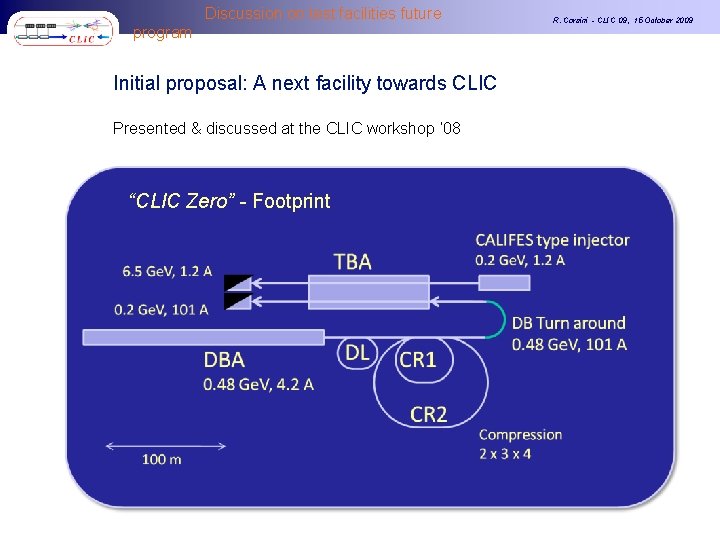 Discussion on test facilities future program Initial proposal: A next facility towards CLIC Presented