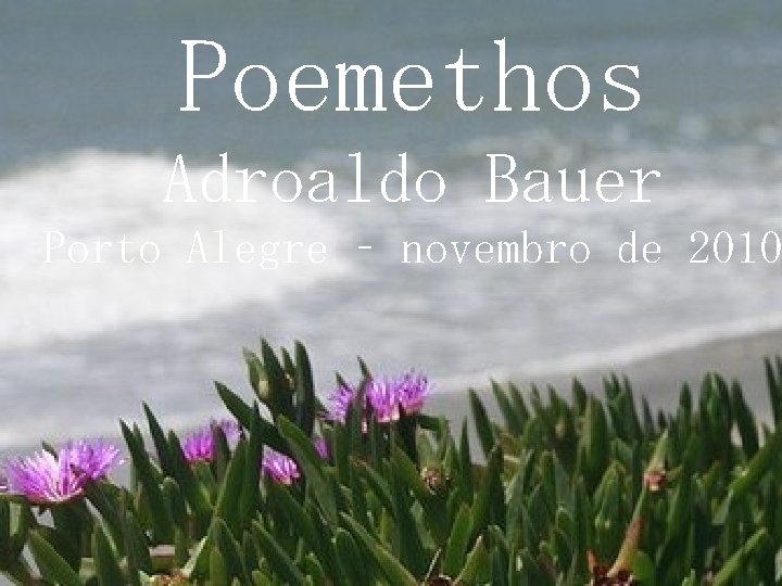 Poemethos Adroaldo Bauer Porto Alegre – novembro de 2010 