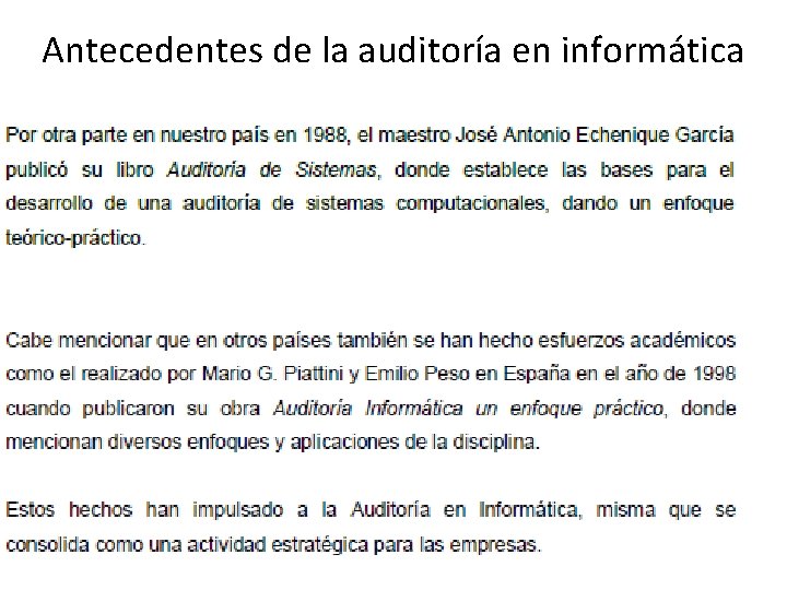 Antecedentes de la auditoría en informática 