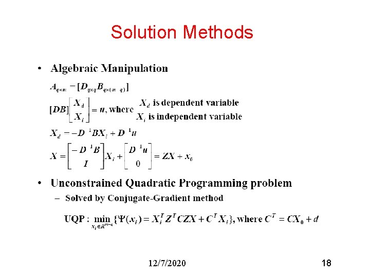 Solution Methods 12/7/2020 18 