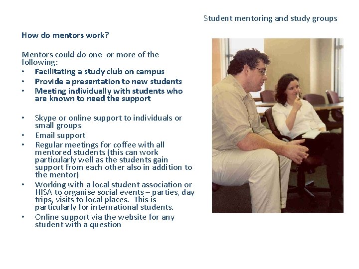 mentoring and study groups Training studentengagmentuhi