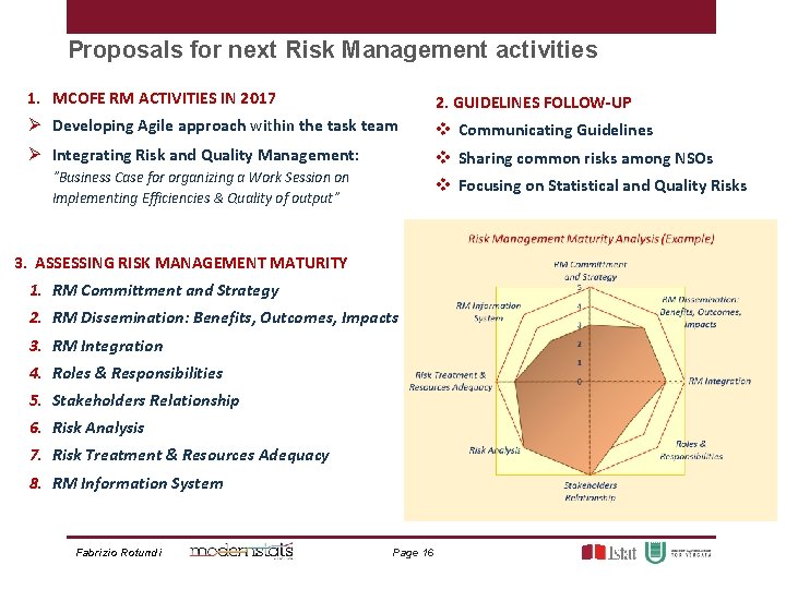 Proposals for next Risk Management activities 1. MCOFE RM ACTIVITIES IN 2017 2. GUIDELINES