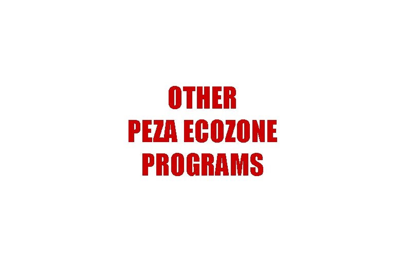 OTHER PEZA ECOZONE PROGRAMS 