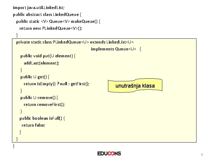 import java. util. Linked. List; public abstract class Linked. Queue { public static <V>