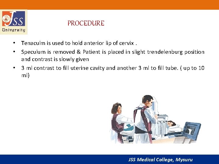 PROCEDURE • Tenaculm is used to hold anterior lip of cervix. • Speculum is