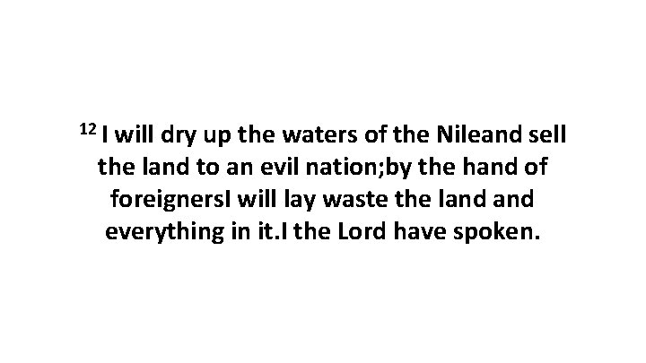 12 I will dry up the waters of the Nileand sell the land to