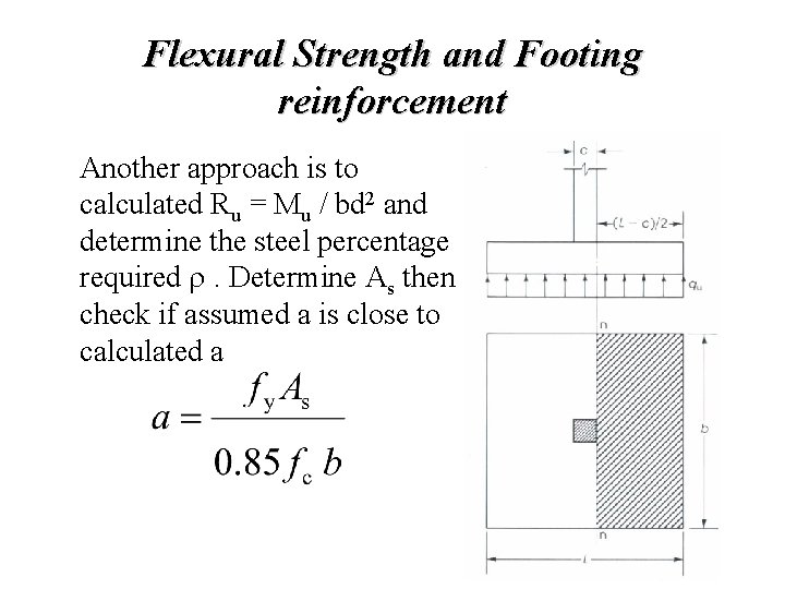 Flexural Strength and Footing reinforcement Another approach is to calculated Ru = Mu / Flexural Strength and Footing reinforcement Another approach is to calculated Ru = Mu /