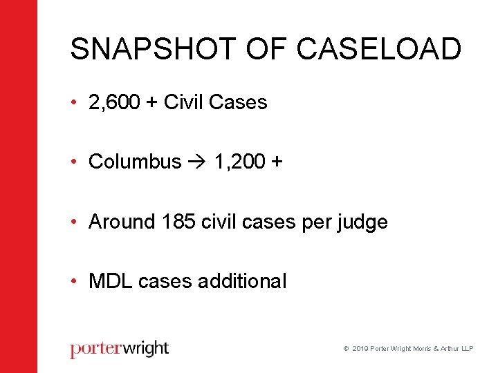 SNAPSHOT OF CASELOAD • 2, 600 + Civil Cases • Columbus 1, 200 + SNAPSHOT OF CASELOAD • 2, 600 + Civil Cases • Columbus 1, 200 +