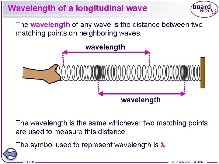 Wavelength of a longitudinal wave The wavelength of any wave is the distance between Wavelength of a longitudinal wave The wavelength of any wave is the distance between
