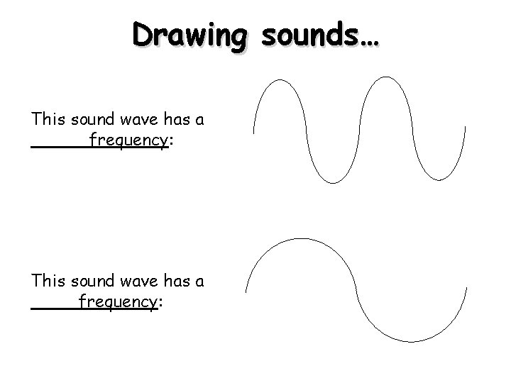 Drawing sounds… This sound wave has a _____ frequency: This sound wave has a Drawing sounds… This sound wave has a _____ frequency: This sound wave has a
