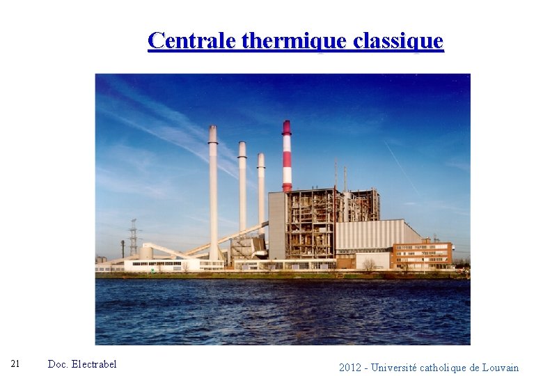 Centrale thermique classique 21 Doc. Electrabel 2012 - Université catholique de Louvain 