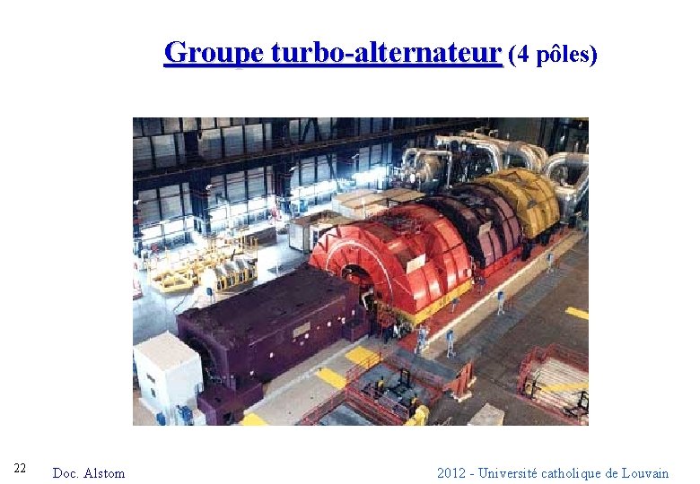 Groupe turbo-alternateur (4 pôles) 22 Doc. Alstom 2012 - Université catholique de Louvain 