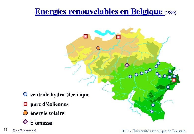 Energies renouvelables en Belgique (1999) 35 Doc Electrabel 2012 - Université catholique de Louvain