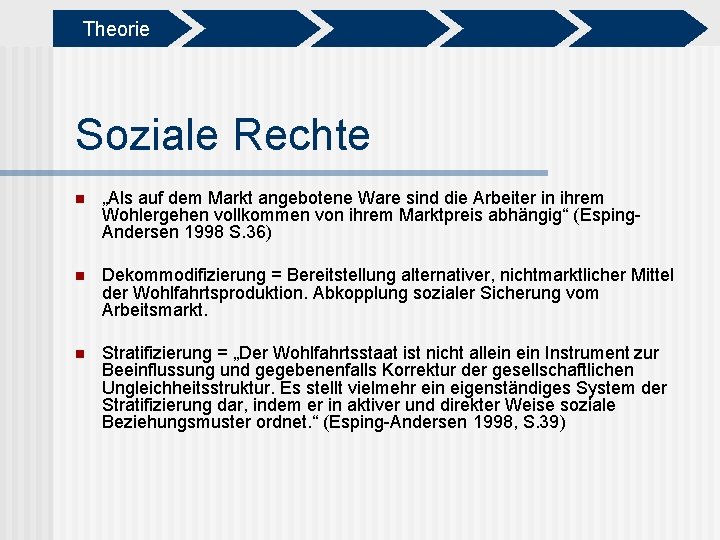 Theorie Soziale Rechte n „Als auf dem Markt angebotene Ware sind die Arbeiter in