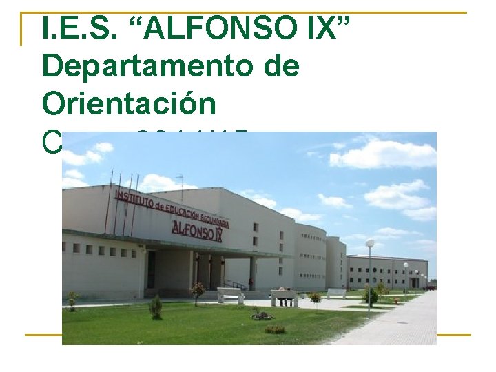 I. E. S. “ALFONSO IX” Departamento de Orientación Curso 2014/15 