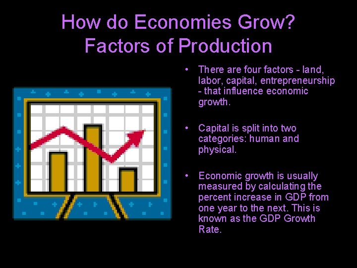 How do Economies Grow? Factors of Production • There are four factors - land,