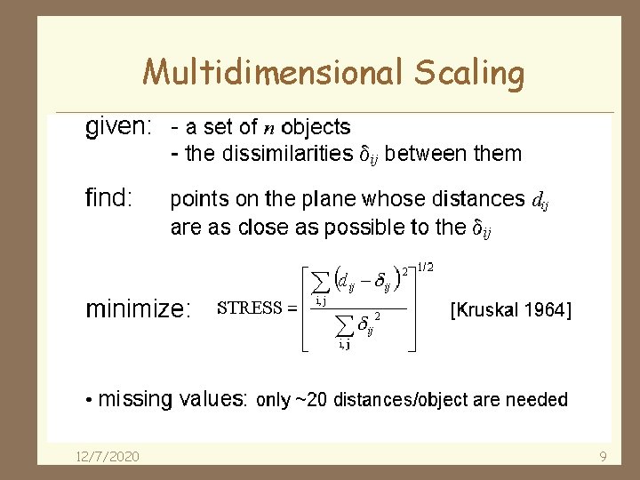 Multidimensional Scaling 12/7/2020 9 