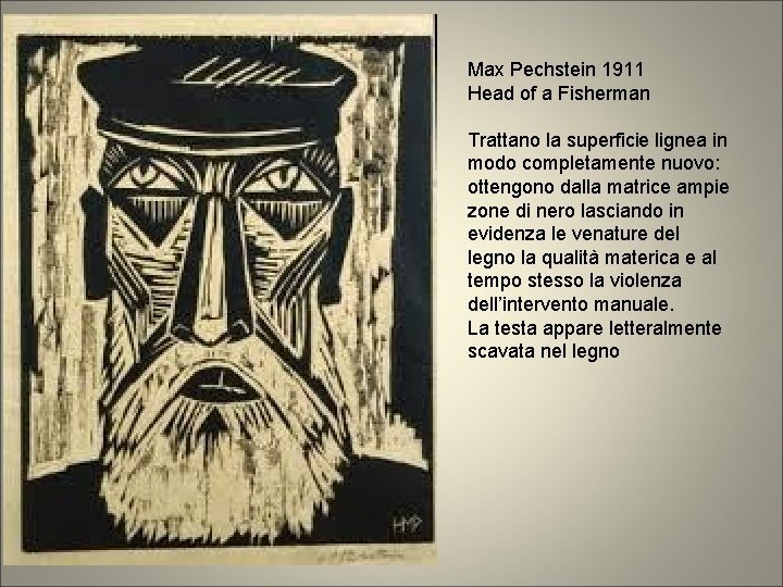 Max Pechstein 1911 Head of a Fisherman Trattano la superficie lignea in modo completamente