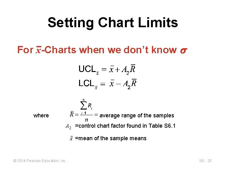 Setting Chart Limits For x-Charts when we don’t know s where average range of