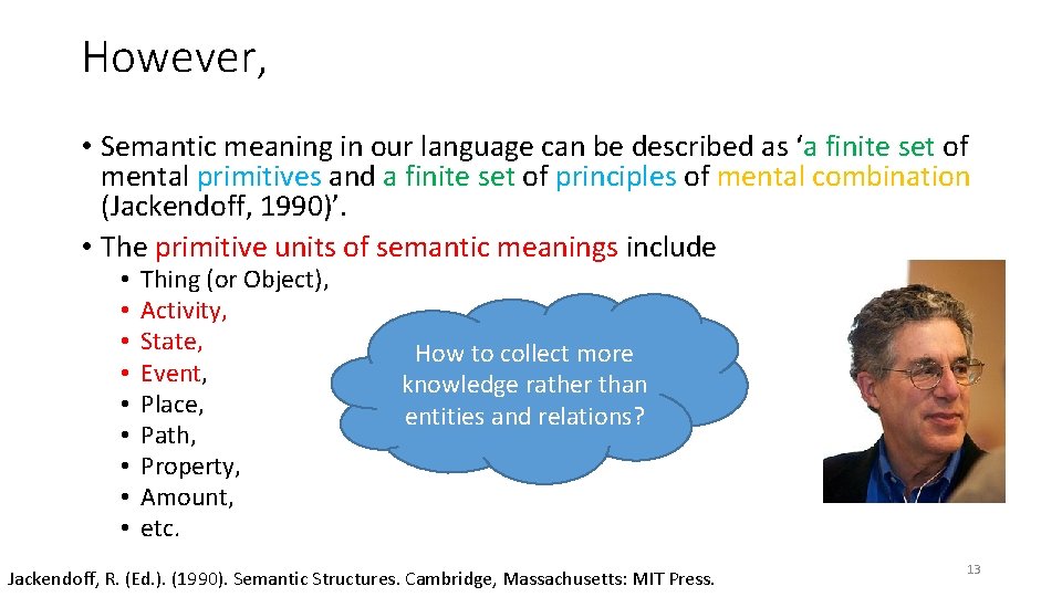 However, • Semantic meaning in our language can be described as ‘a finite set
