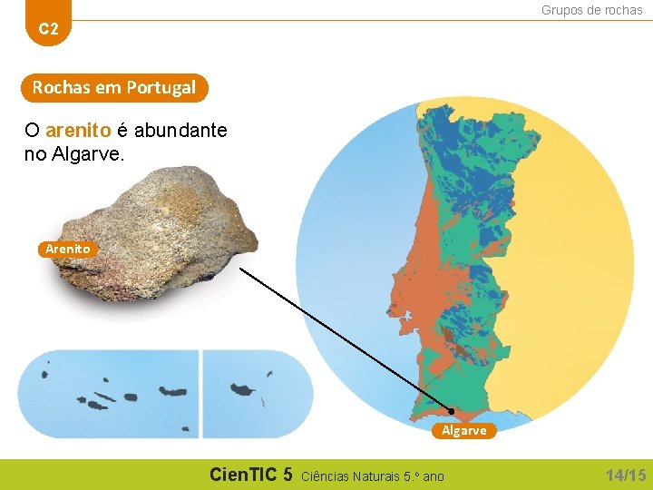 Grupos de rochas C 2 Rochas em Portugal O arenito é abundante no Algarve.
