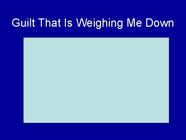 Guilt That Is Weighing Me Down 