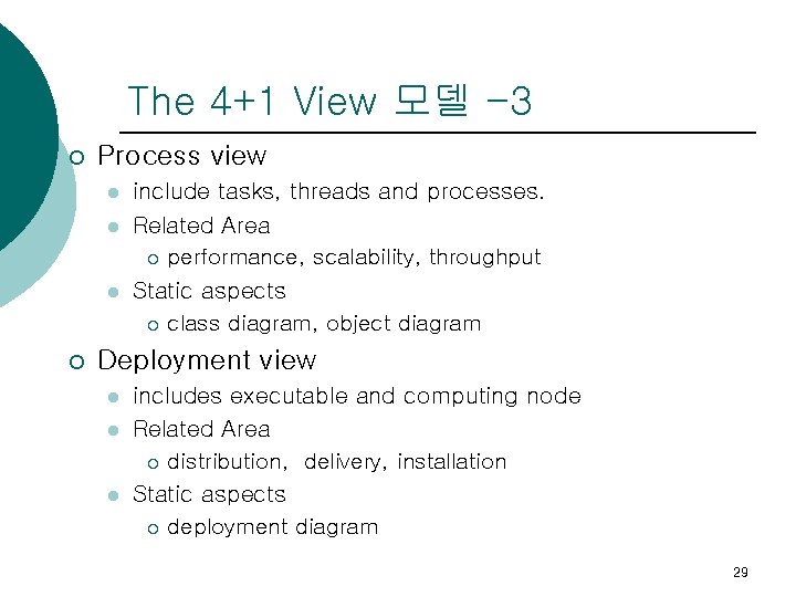 The 4+1 View 모델 -3 ¡ Process view l l l ¡ include tasks,