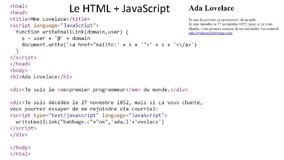 Le HTML + Java. Script 