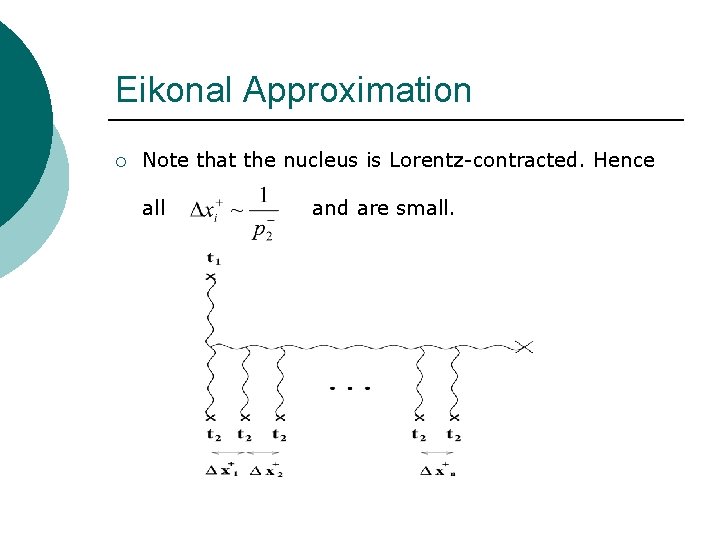 Eikonal Approximation ¡ Note that the nucleus is Lorentz-contracted. Hence all and are small.