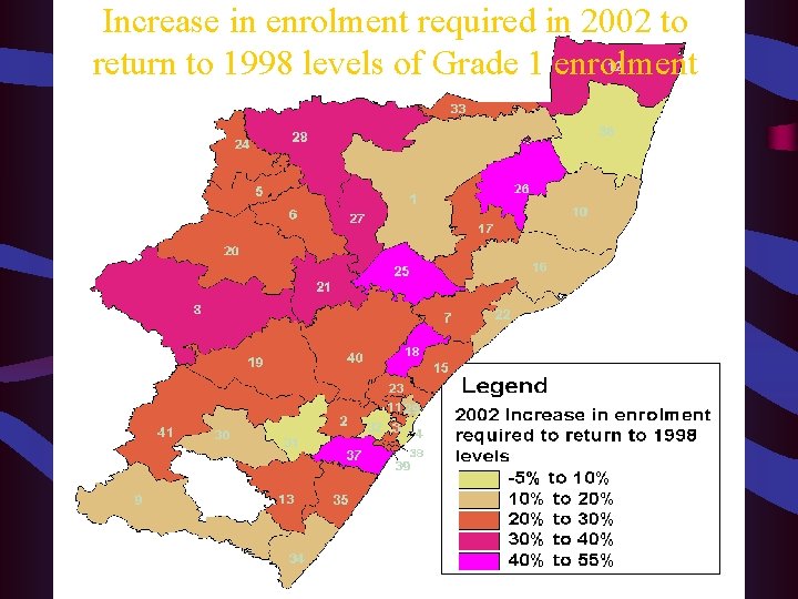 Increase in enrolment required in 2002 to return to 1998 levels of Grade 1