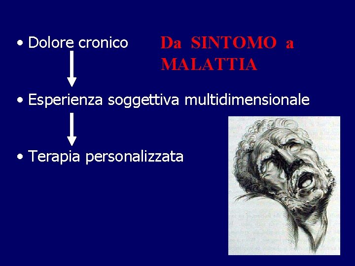 • Dolore cronico Da SINTOMO a MALATTIA • Esperienza soggettiva multidimensionale • Terapia • Dolore cronico Da SINTOMO a MALATTIA • Esperienza soggettiva multidimensionale • Terapia