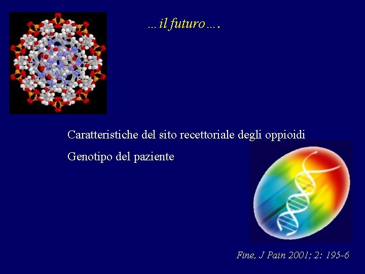 …il futuro…. Caratteristiche del sito recettoriale degli oppioidi Genotipo del paziente Fine, J Pain …il futuro…. Caratteristiche del sito recettoriale degli oppioidi Genotipo del paziente Fine, J Pain