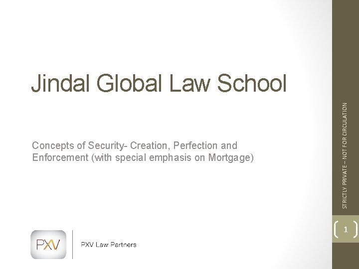 Concepts of Security- Creation, Perfection and Enforcement (with special emphasis on Mortgage) STRICTLY PRIVATE