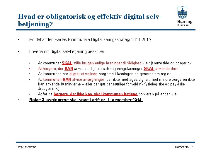 Hvad er obligatorisk og effektiv digital selvbetjening? • En del af den Fælles Kommunale