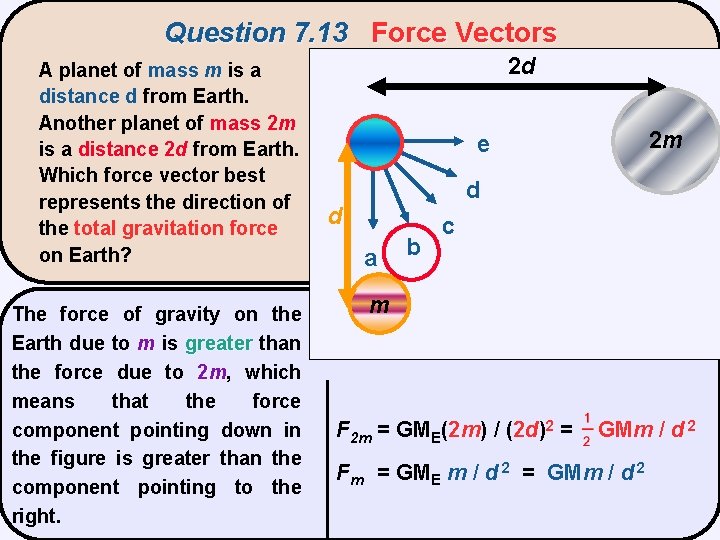 Question 7. 13 Force Vectors A planet of mass m is a distance d