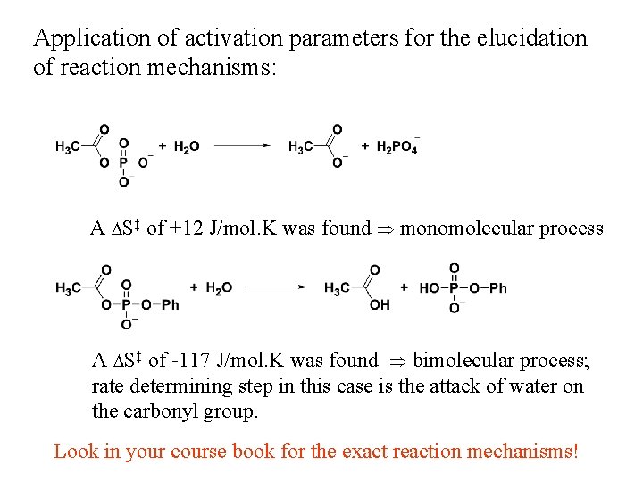 Application of activation parameters for the elucidation of reaction mechanisms: A DS‡ of +12