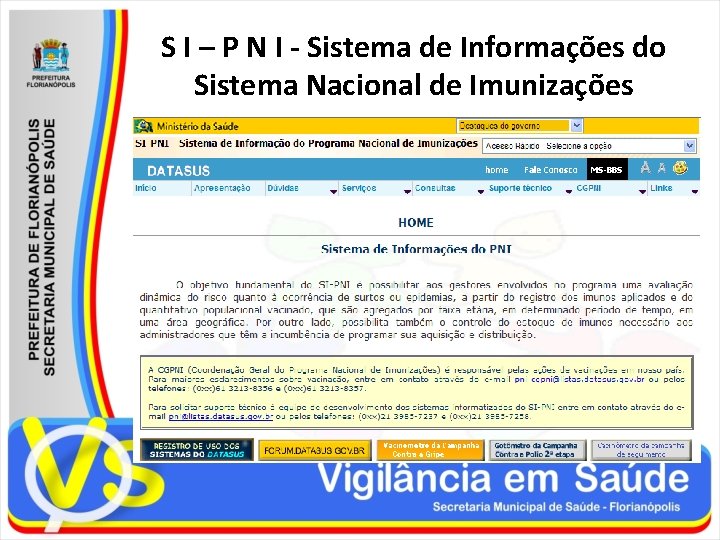 S I – P N I - Sistema de Informações do Sistema Nacional de