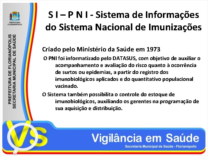 S I – P N I - Sistema de Informações do Sistema Nacional de