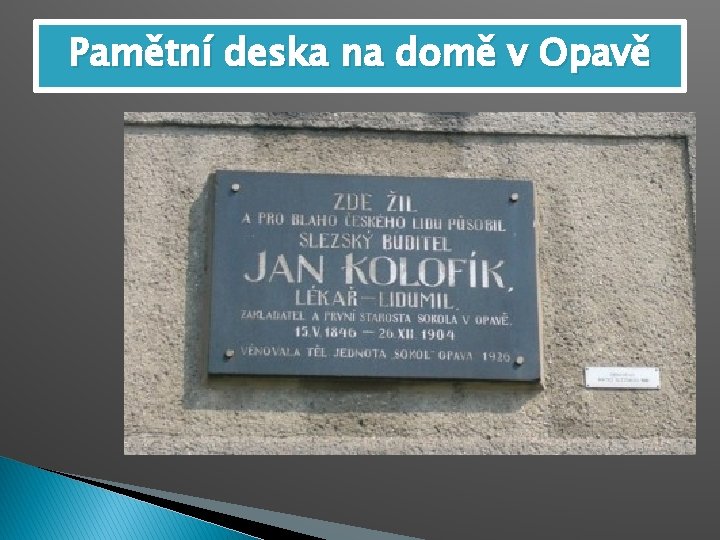 Pamětní deska na domě v Opavě 