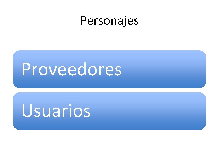 Personajes Proveedores Usuarios 