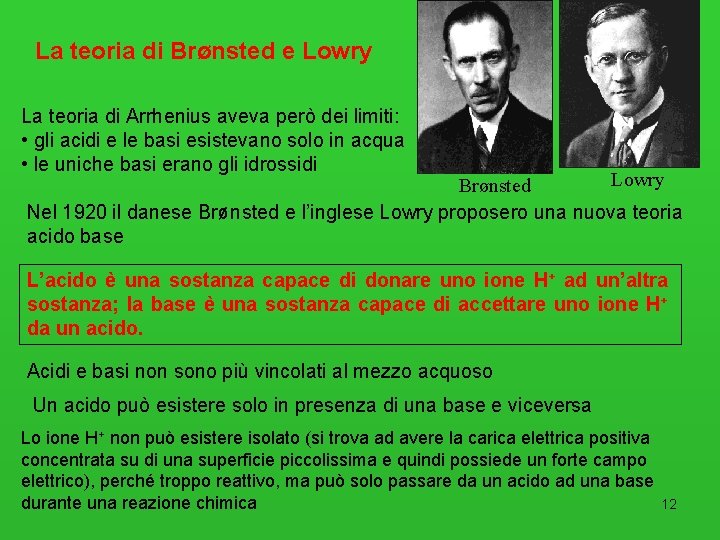 La teoria di Brønsted e Lowry La teoria di Arrhenius aveva però dei limiti: