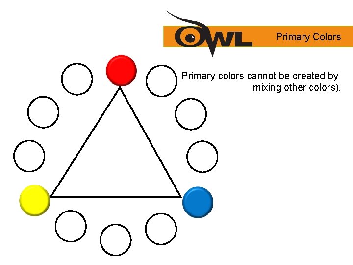 Primary Colors Primary colors cannot be created by mixing other colors). 