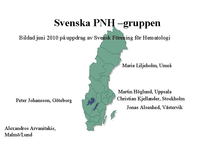 Svenska PNH –gruppen Bildad juni 2010 på uppdrag av Svensk Förening för Hematologi Maria